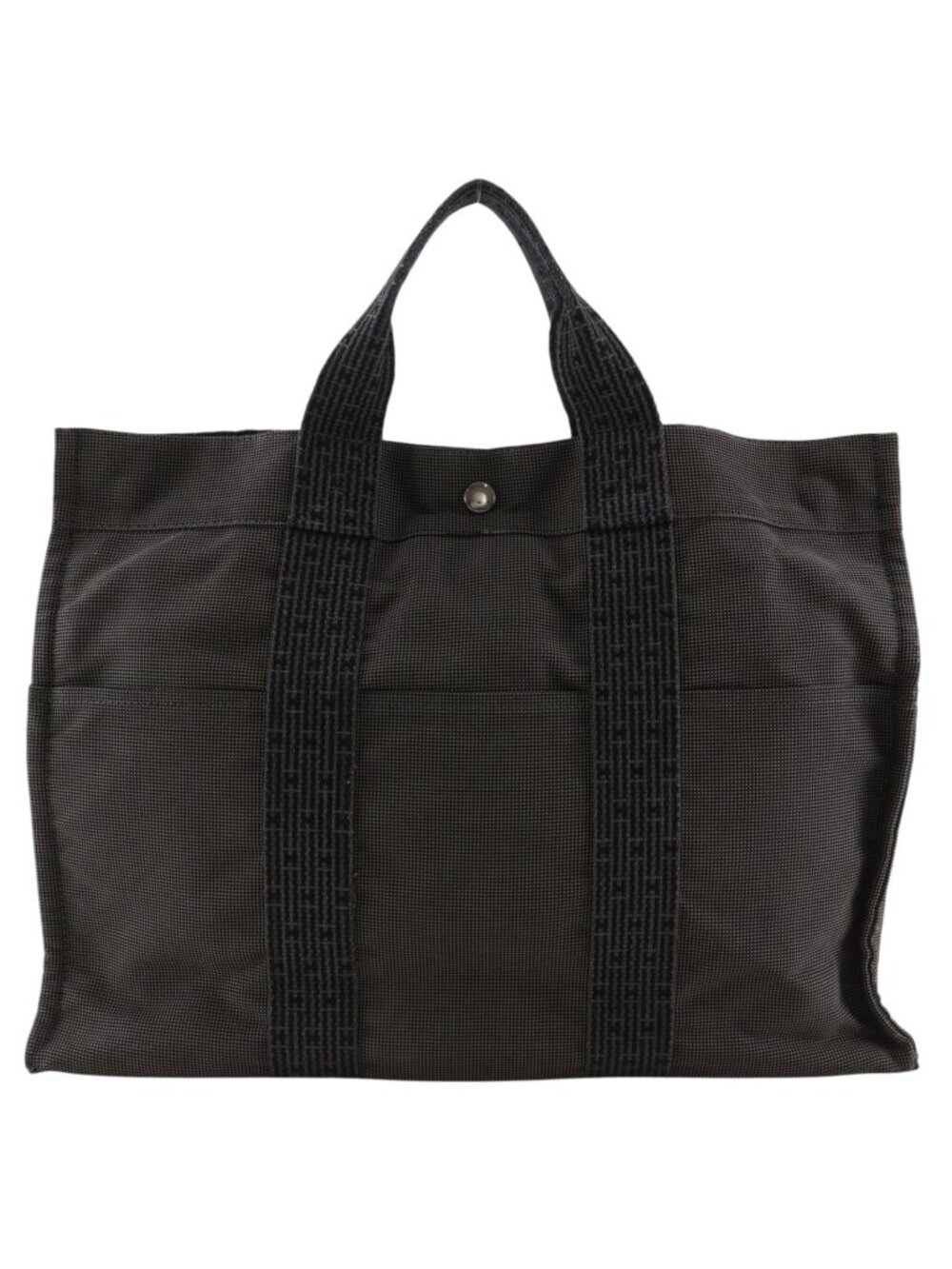 Hermes Her Line Tote MM Nylon Canvas Gray Handbag